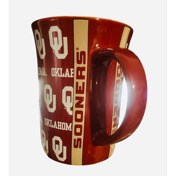 Oklahoma Sooners 15 oz Ceramic Mug Red Alternating Team Logo - Picture 2 of 7